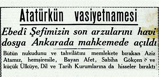 Atatürkün vasiyetnamesi