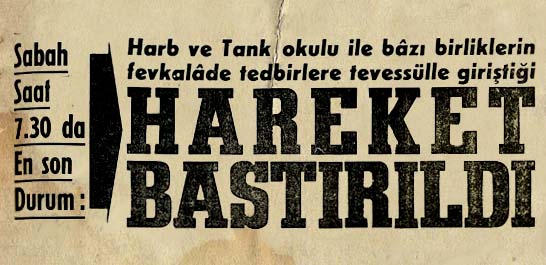 Hareket bastırıldı