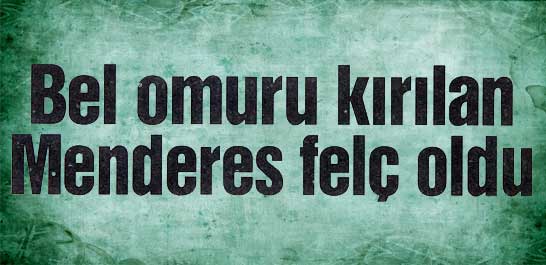 Bel omuru kırılan Menderes fel&ccedil; oldu