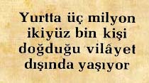 Yurtta üç milyon ikiyüz bin kişi doğduğu vilayet dışında yaşıyor