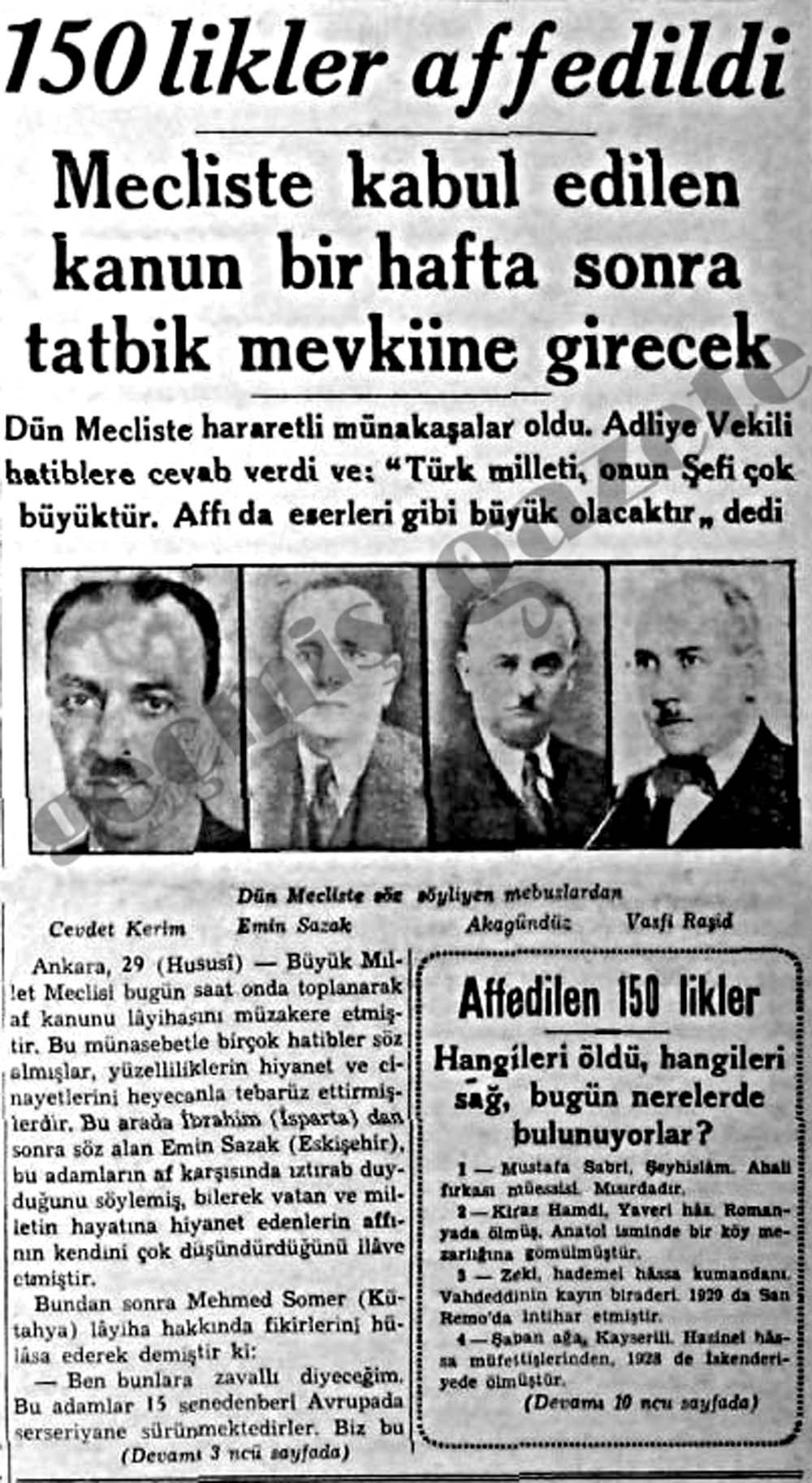 150 likler affedildi