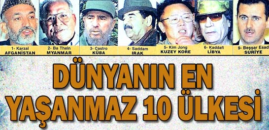 D&uuml;nyanın en yaşanmaz 10 &uuml;lkesi