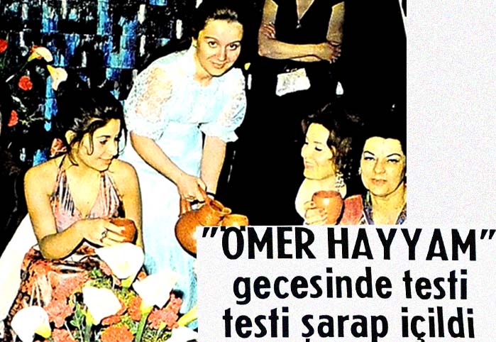 "&Ouml;mer Hayyam" gecesinde testi testi şarap i&ccedil;ildi